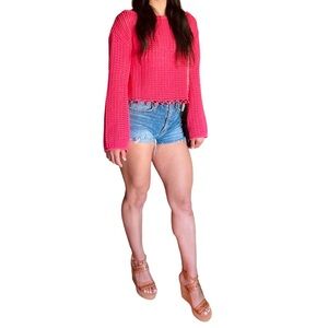 Tularosa Pink Mesh Crop Pullover Sweater Size XS